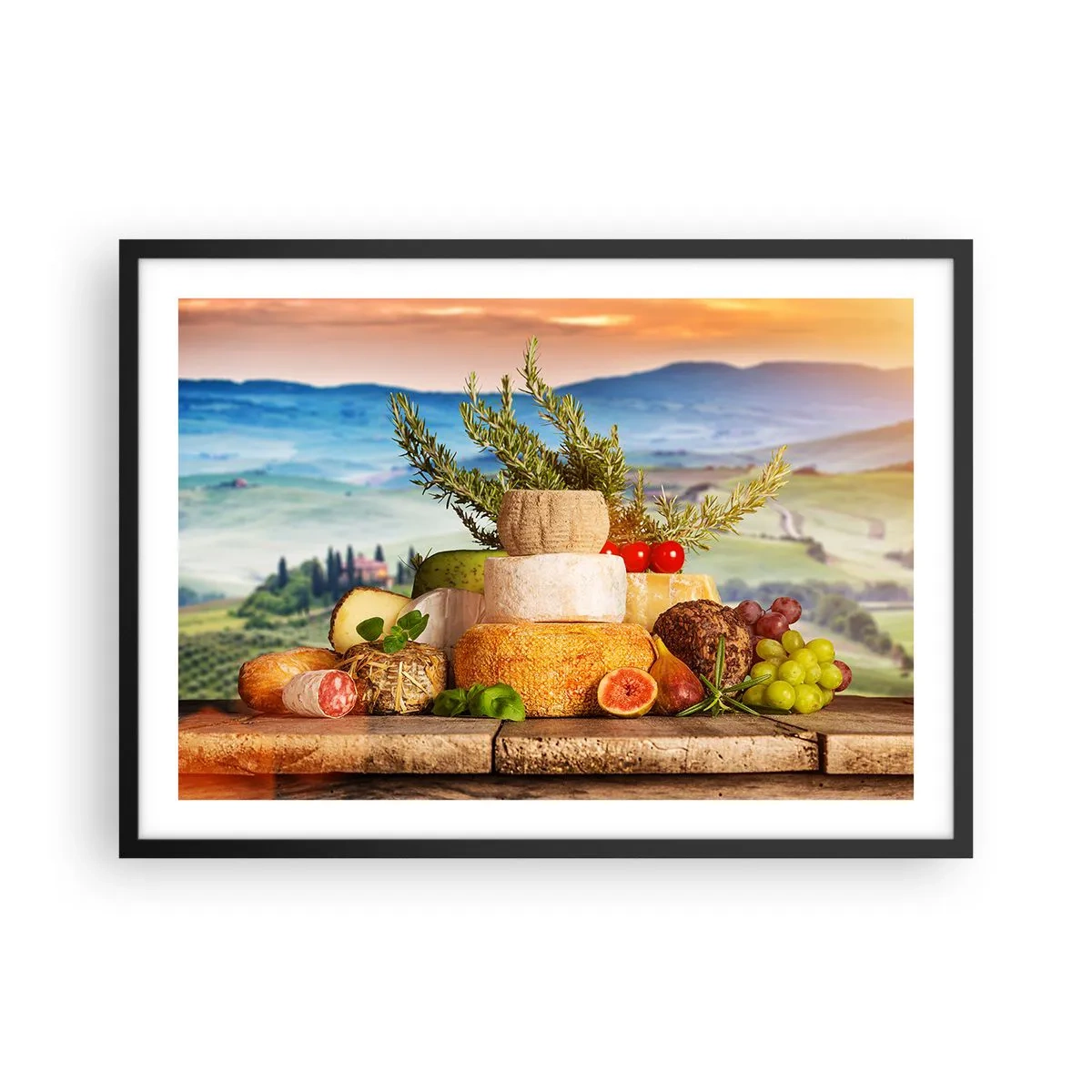 Plakát v černém rámu - Italská radost ze života - 70x50 cm