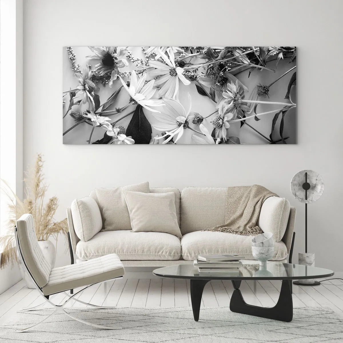 Obraz na skle - Květiny bez kytice - 100x40 cm