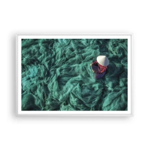 Plakát v bílém rámu - V moři sítí - 100x70 cm