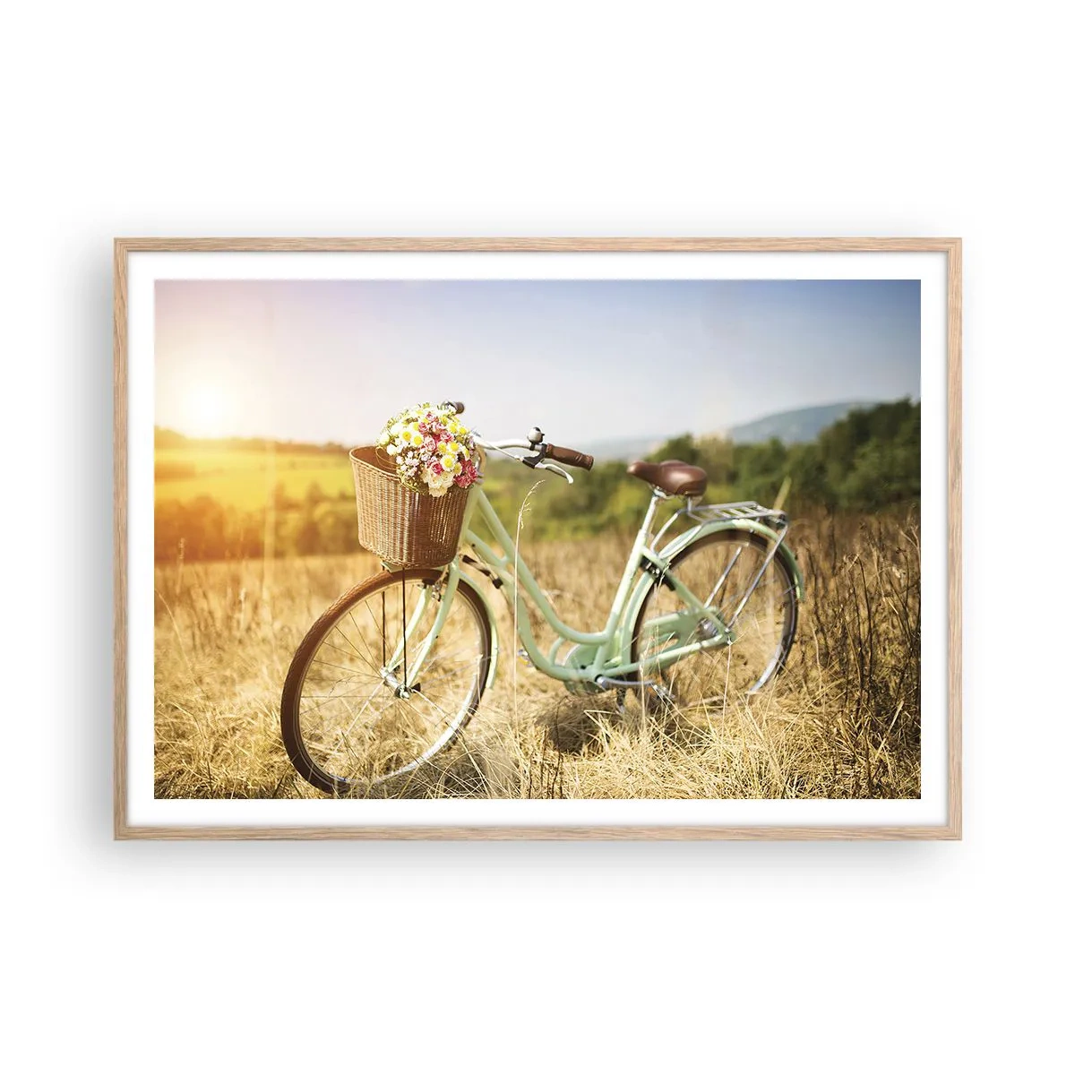 Plakát v rámu světlý dub - Chvíli tu zůstanu - 100x70 cm