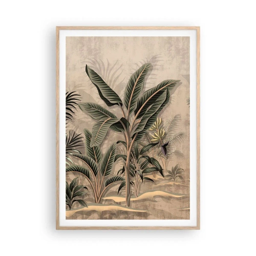 Plakát v rámu světlý dub - Rytina v koloniálním stylu - 70x100 cm