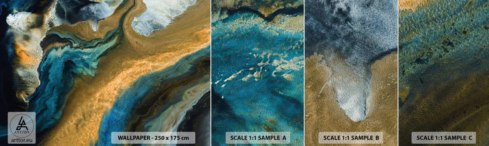 Vzor Fototapety Premium Sand - Modrá – žlutá – vzájemné vlivy - Abstrakce, Kus, Grafika - 100x30 cm