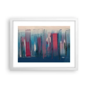 Plakát v bílém rámu - Vertikální kompozice v modré a červené - 40x30 cm