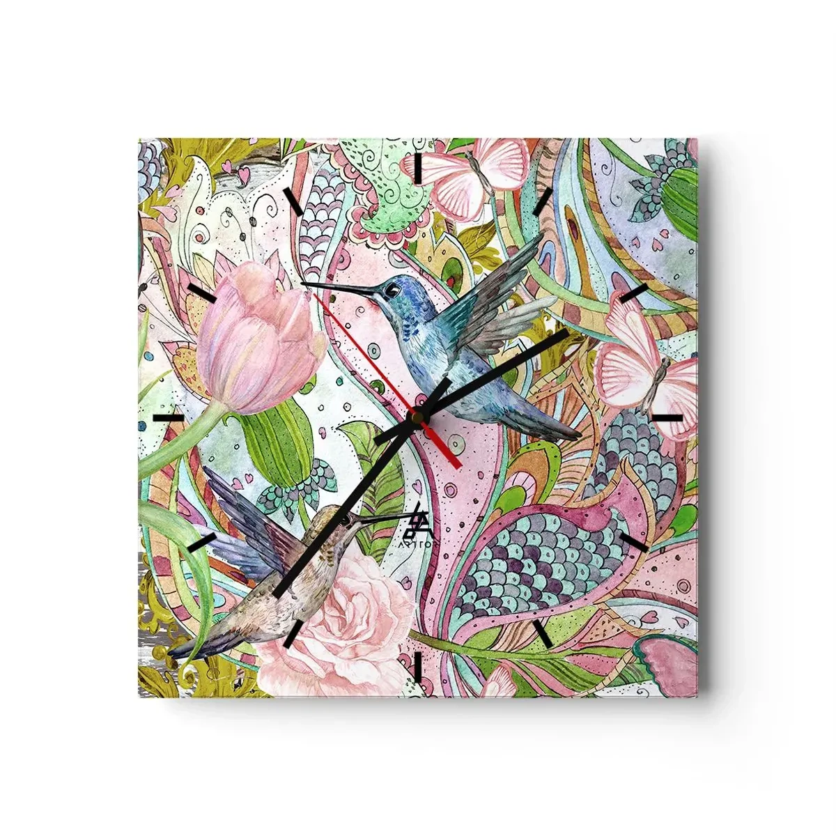 Nástěnné hodiny - Zamotané do lián - 40x40 cm