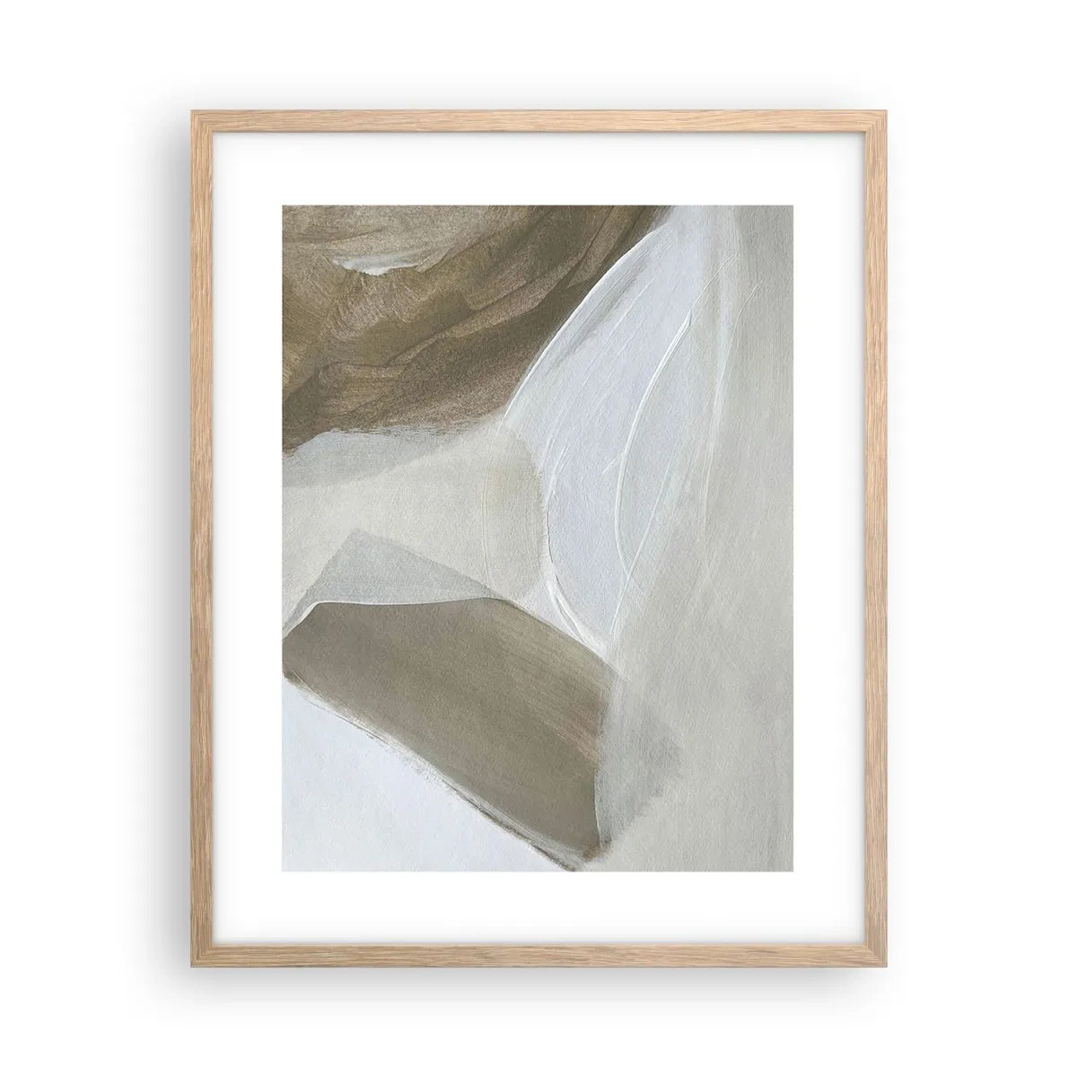 Plakát v rámu světlý dub - Vlna bílé - 40x50 cm