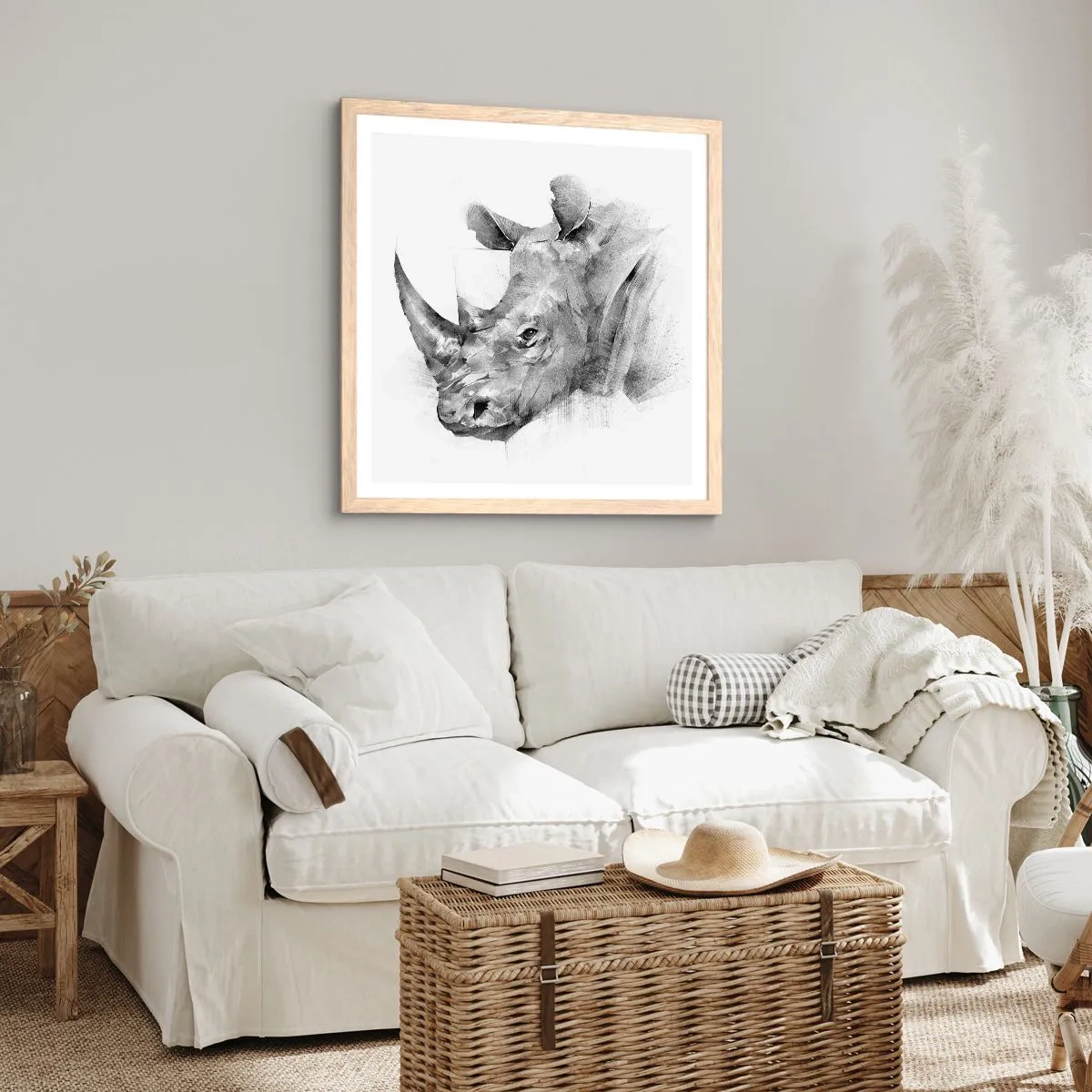 Plakát v rámu světlý dub - Africký portrét - 60x60 cm