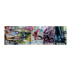 Fototapeta Vzorek Standard Eco - Koláž vzpomínek - Graffiti, Nástěnná malba, Moderní vzor - 100x30 cm