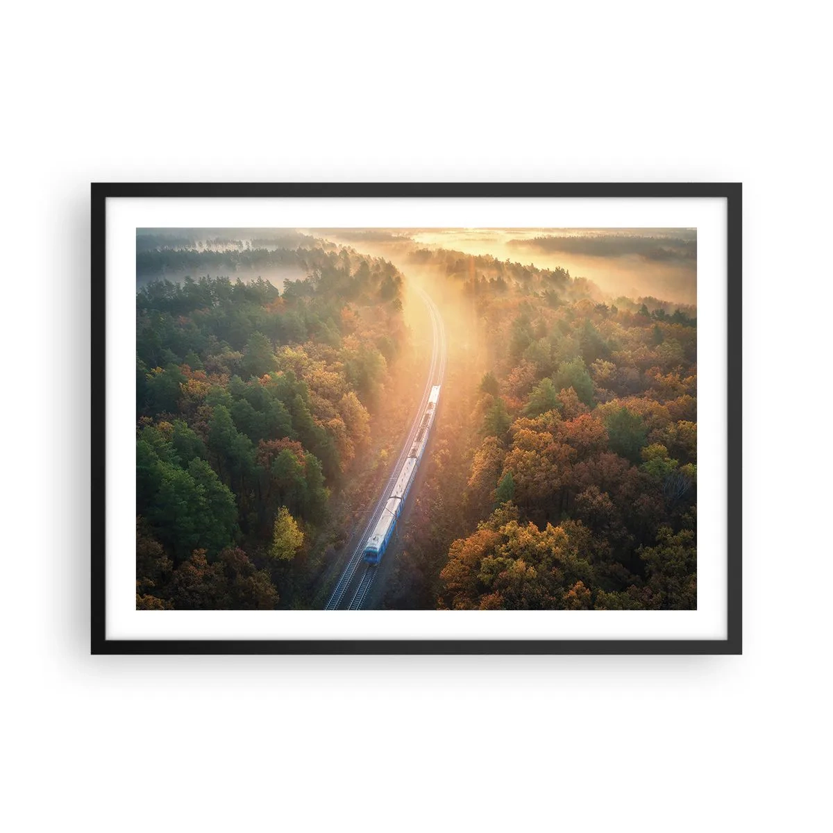 Plakát v černém rámu - Podzimní cesta - 70x50 cm