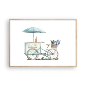 Plakát v rámu světlý dub - Sladká vzpomínka na léto - 100x70 cm