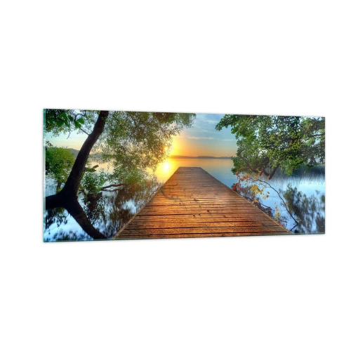 Obraz na skle - Nespěchej, posaď se - 100x40 cm