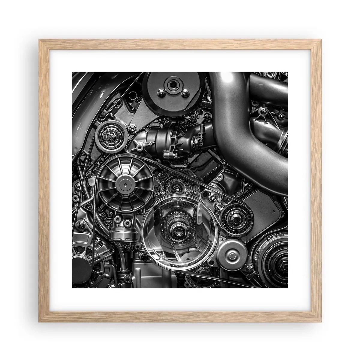 Plakát v rámu světlý dub - Poezie mechaniky - 40x40 cm