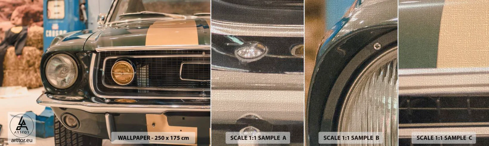 Vzor Fototapety Premium Canvas - Setkání s legendou - Auto, Automobilový průmysl, Stará škola - 100x30 cm