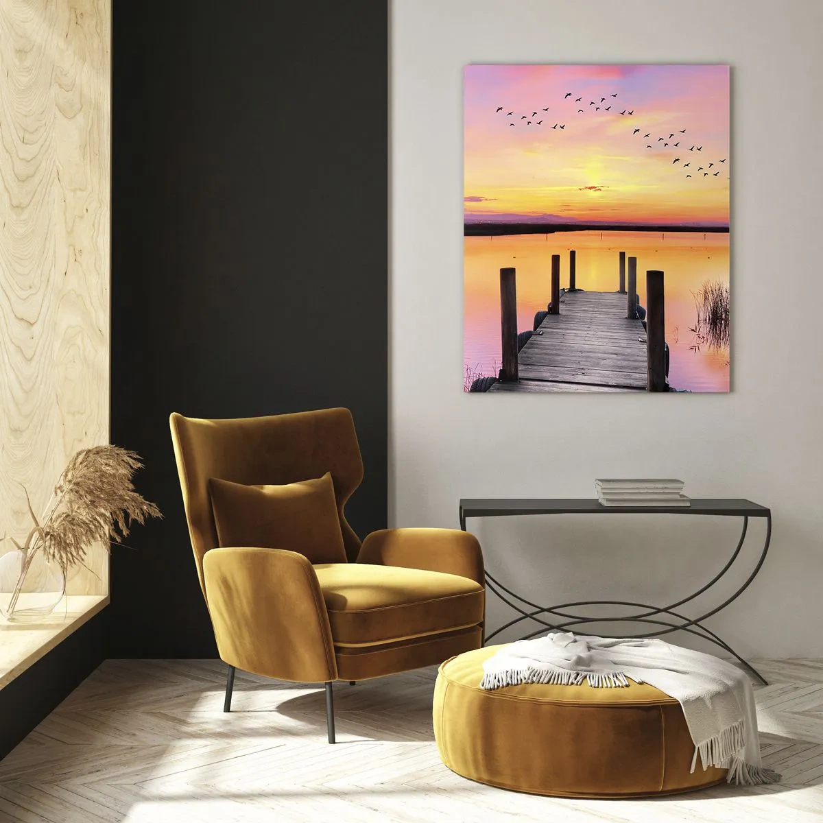 Obraz na skle - Fialové tiché svítání - 50x70 cm