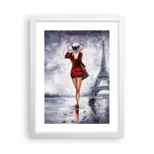 Plakát v bílém rámu - Pařížské symboly - 30x40 cm