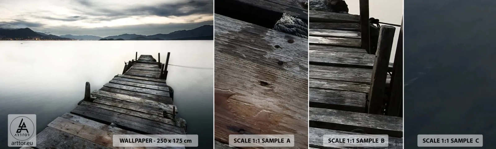 Fototapeta Vzorek Standard Eco - Ponořit se do klidu - Krajina, jezero, Dřevěný most - 100x30 cm