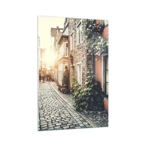 Obraz na skle - Růžová ulička v růžové září - 70x100 cm