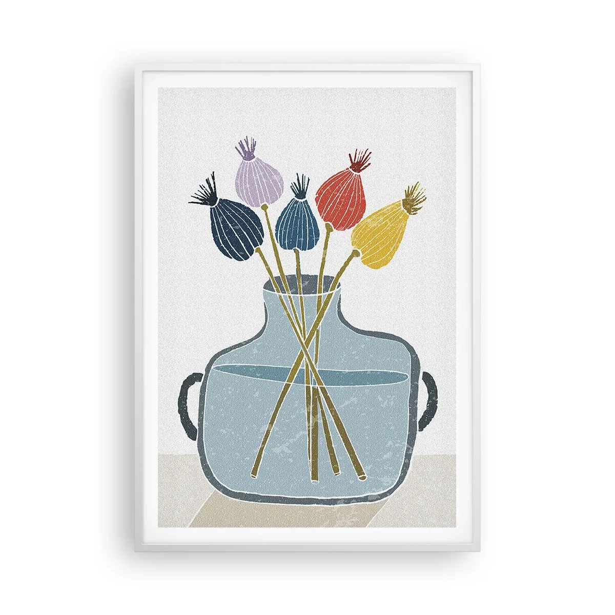 Plakát v bílém rámu - Makové květy - 70x100 cm