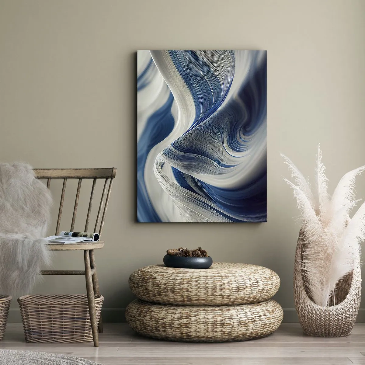 Obraz na plátně - Plynulost modré a bílé - 70x100 cm