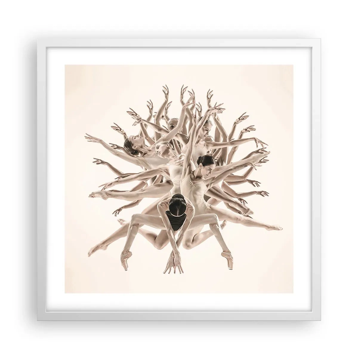 Plakát v bílém rámu - Rozkvět v tanci - 50x50 cm