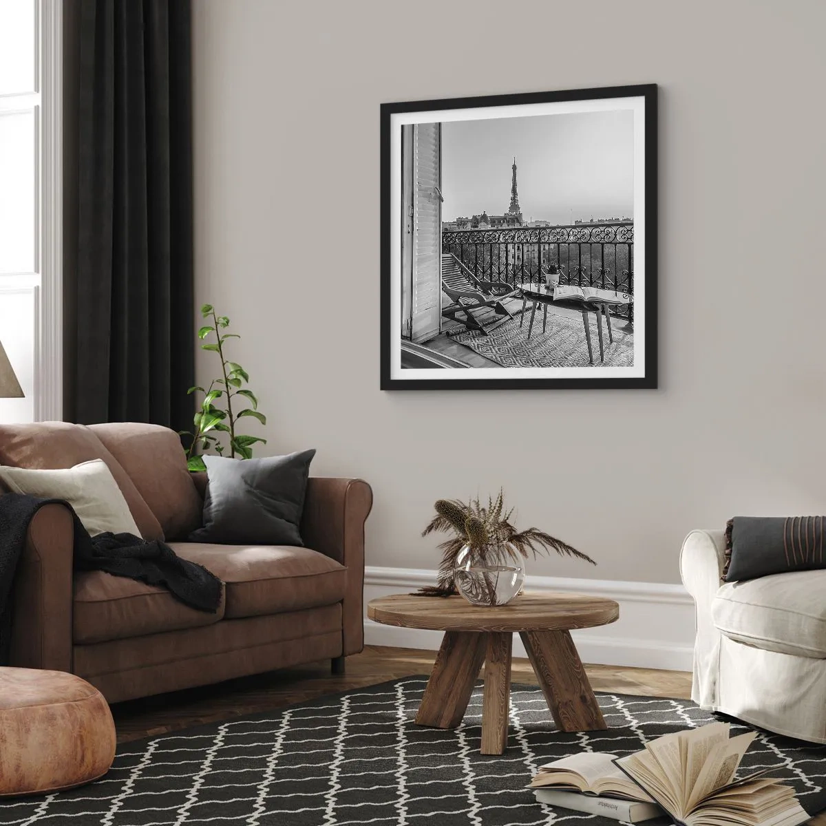 Plakát v černém rámu - Pařížské odpoledne - 50x50 cm