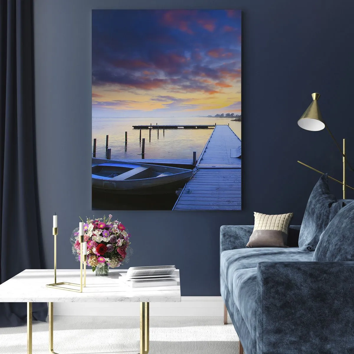 Obraz na skle - Fialovo-zlatý klid - 70x100 cm