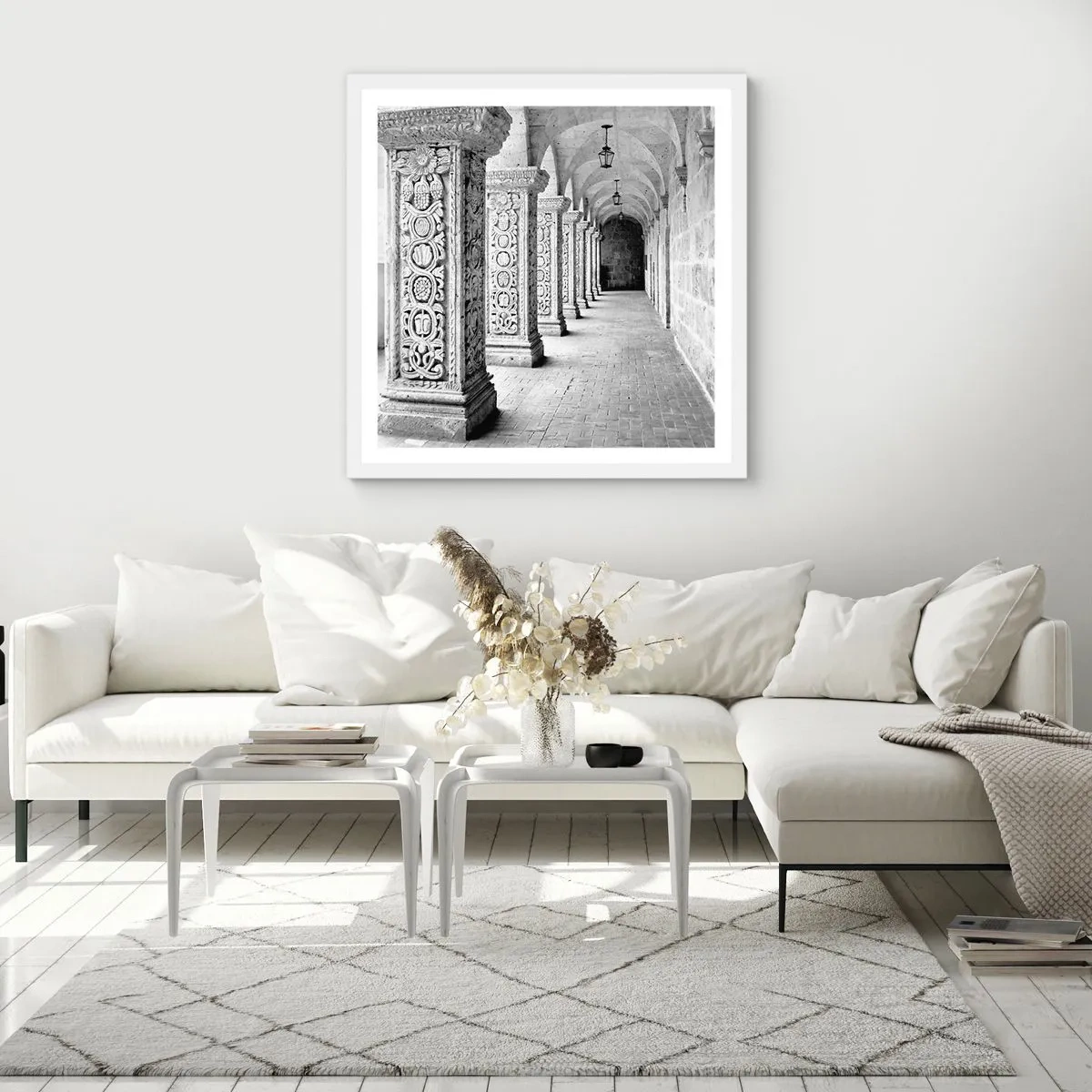 Plakát v bílém rámu - Kam...? - 60x60 cm