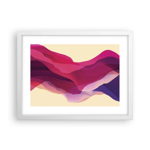 Plakát v bílém rámu - Vlny fialové - 40x30 cm