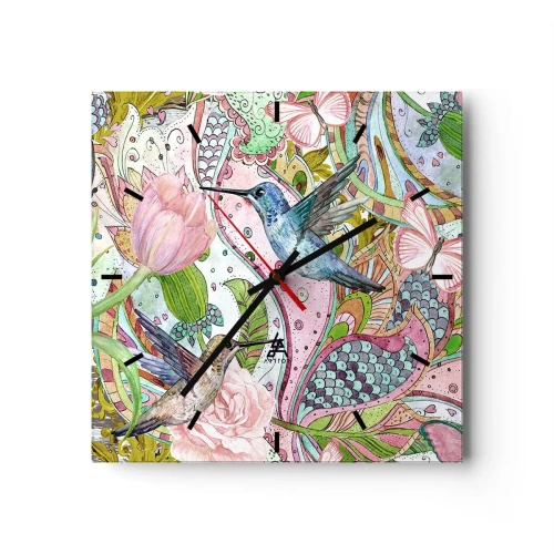 Nástěnné hodiny - Zamotané do lián - 30x30 cm