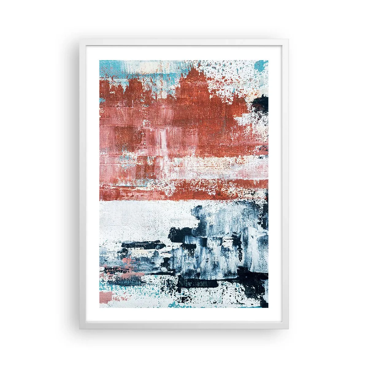 Plakát v bílém rámu - Abstraktní půl na půl - 50x70 cm