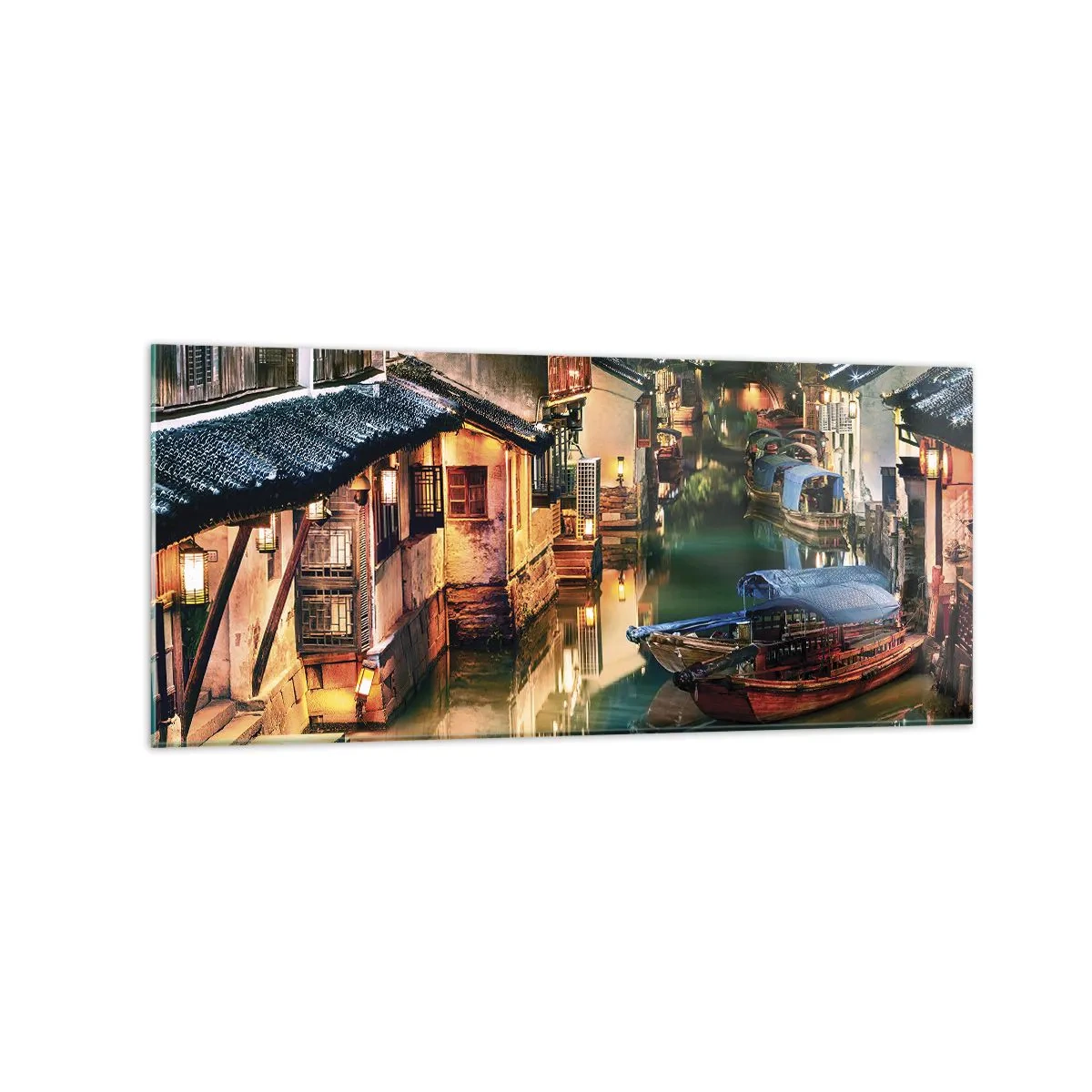 Obraz na skle - Večer na čínské ulici - 120x50 cm