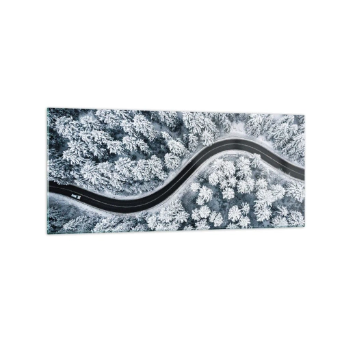 Obraz na skle - Zimním lesem - 120x50 cm
