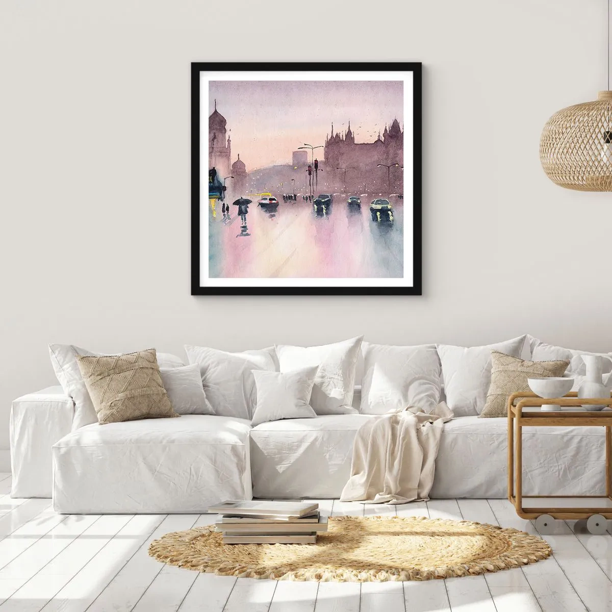 Plakát v černém rámu - V deštivém oparu - 40x40 cm