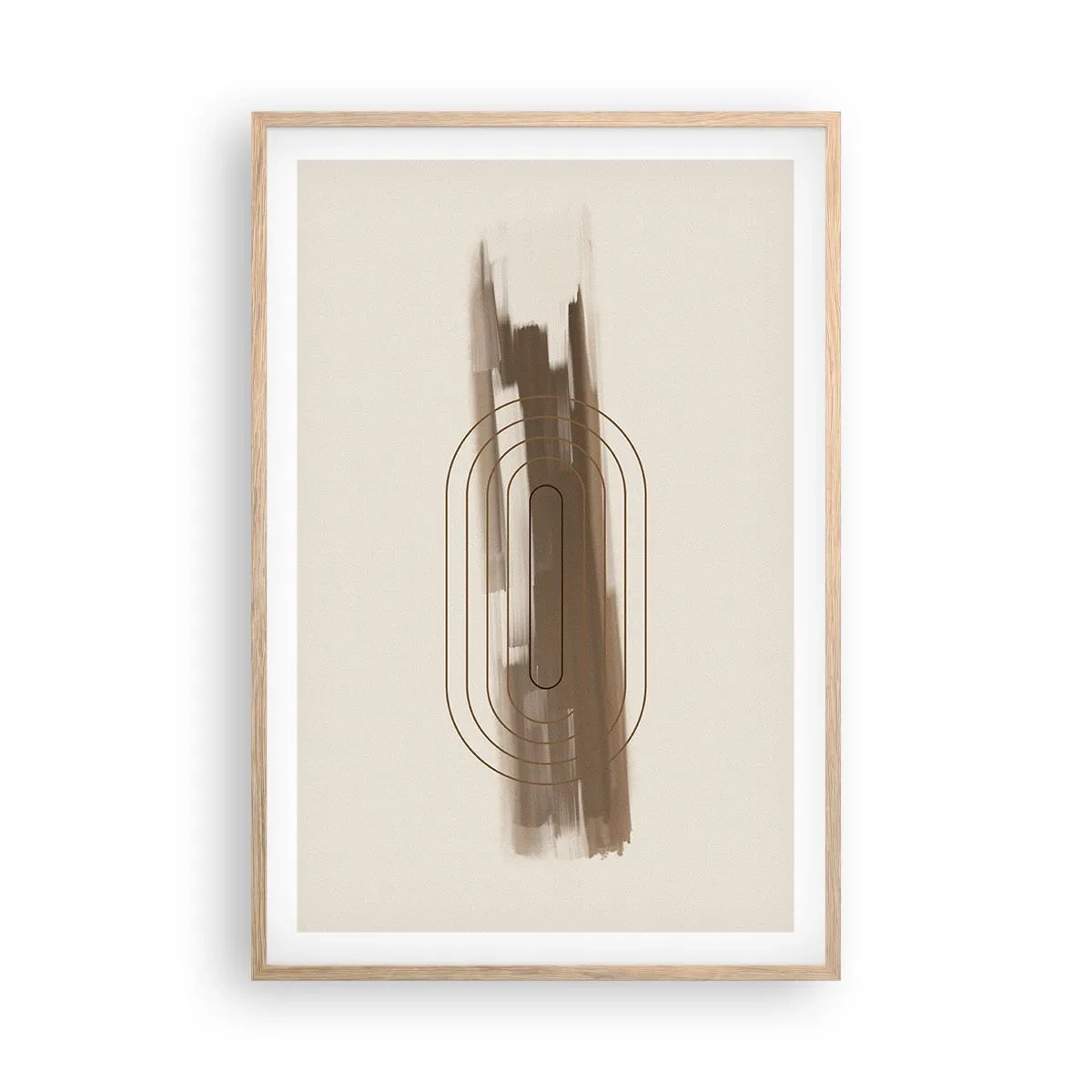 Plakát v rámu světlý dub - Závan šedi - 61x91 cm