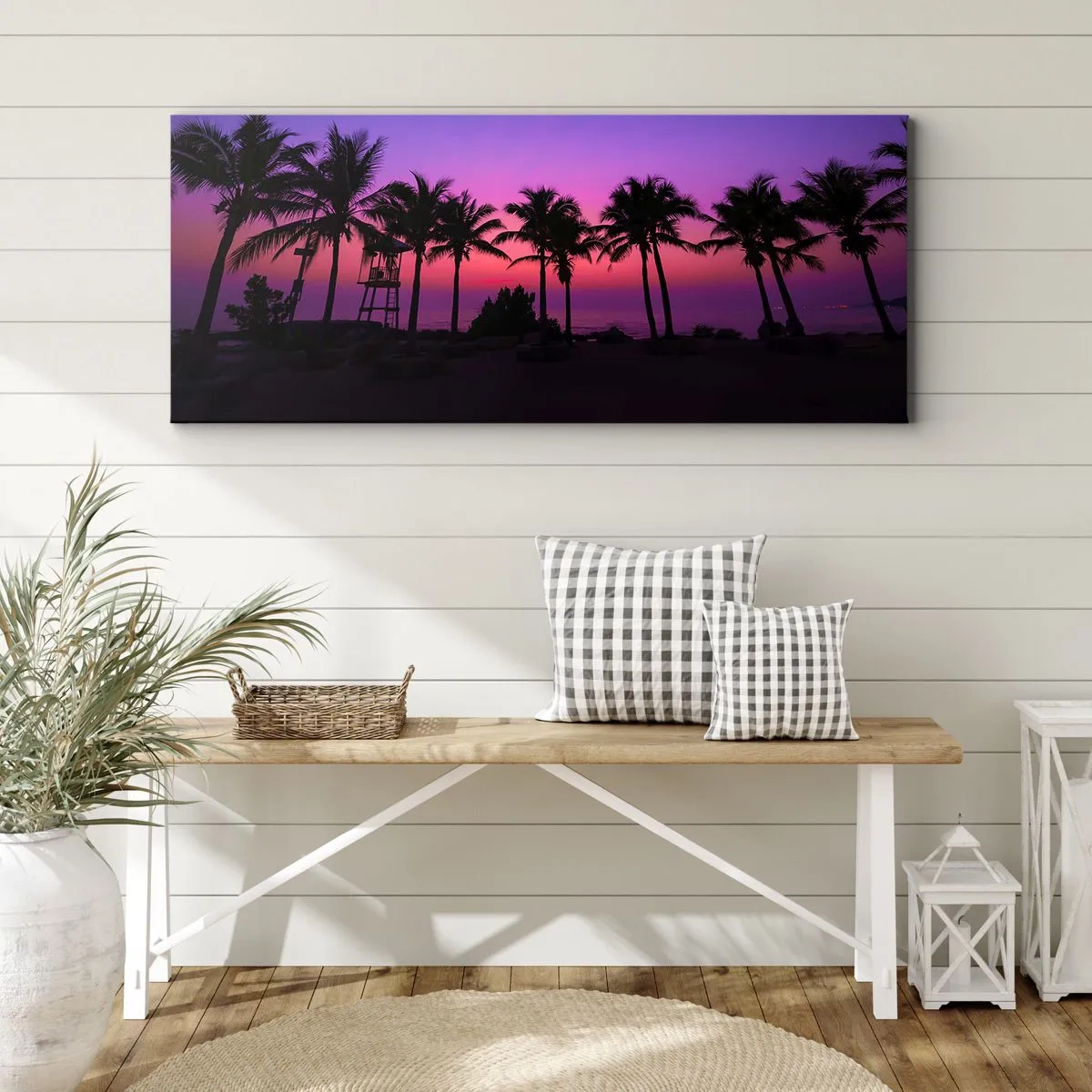 Obraz na plátně - Večer pod palmami - 100x40 cm