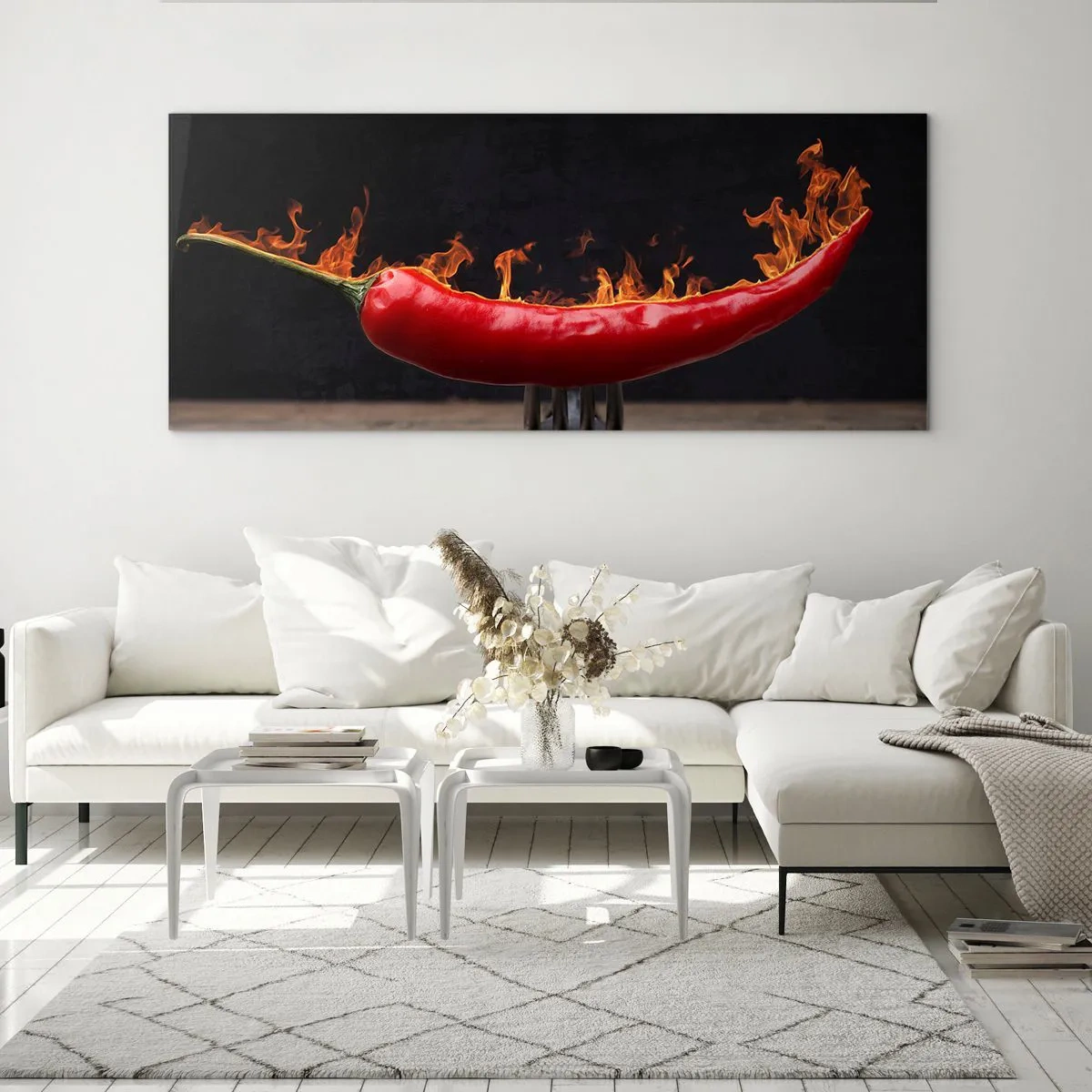 Obraz na skle - Ohnivý předkrm - 100x40 cm