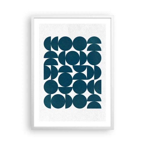 Plakát v bílém rámu - Kruhy a půlkruhy - 50x70 cm