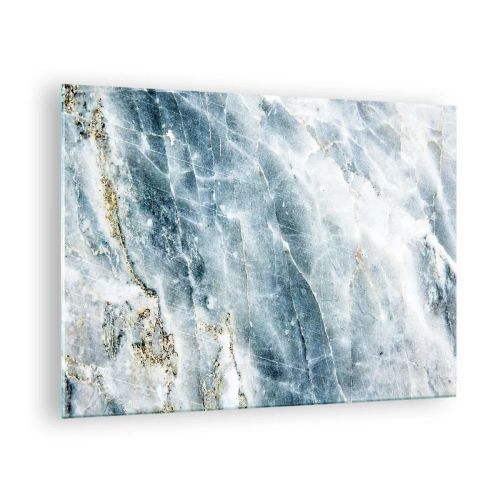 Obraz na skle - Abstraktní ledová mramorová textura v odstínech modré a bílé - 70x50cm - Ledový svět - Moderní nástěnná dekorace do obývacího pokoje a ložnice ARTTOR