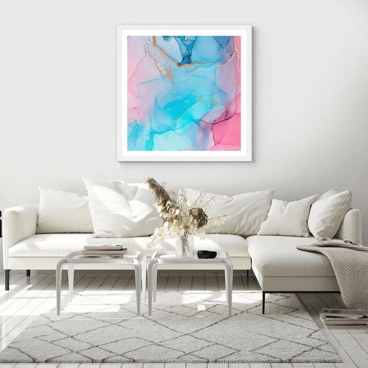 Plakát v bílém rámu - Setkávání a prolínání - 40x40 cm