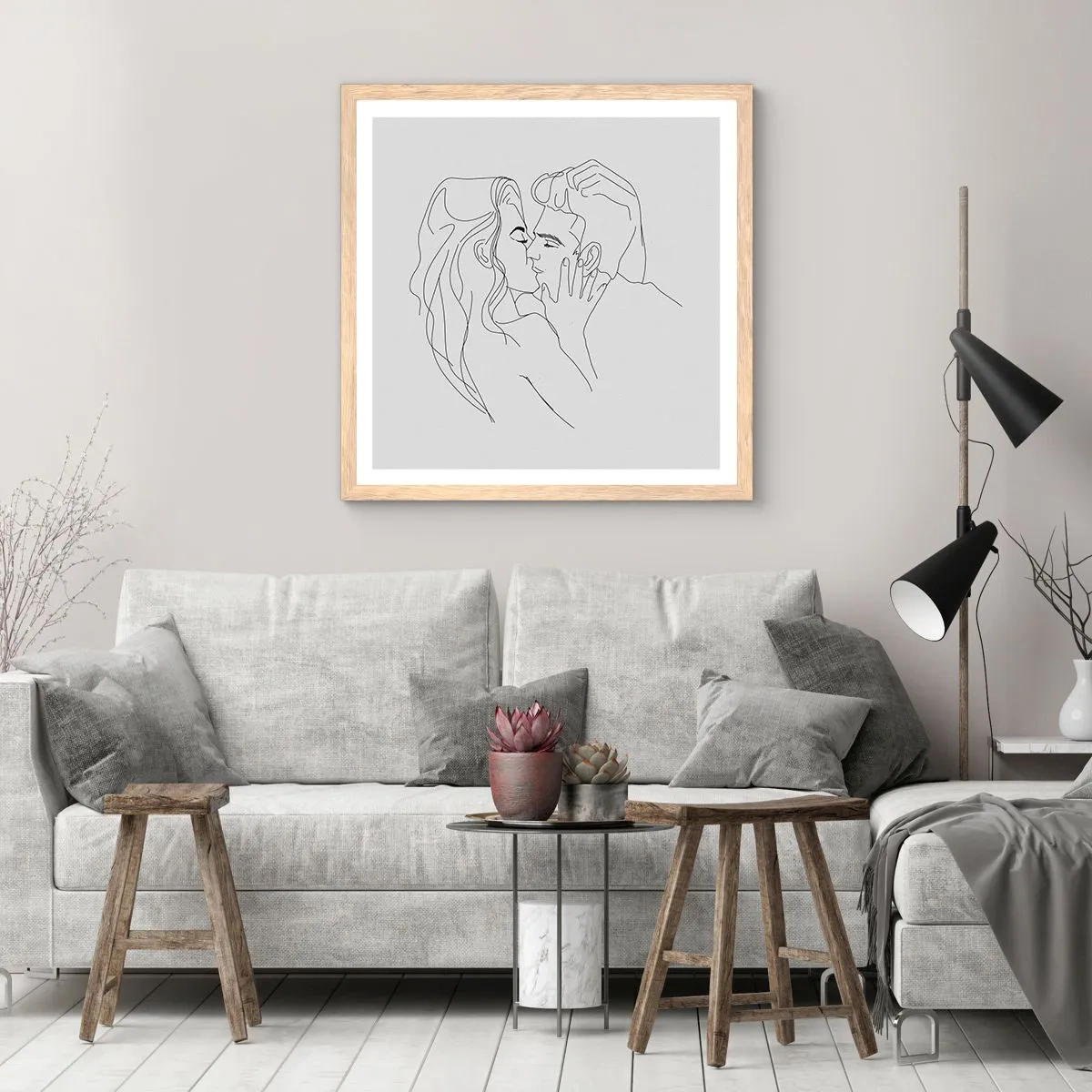 Plakát v rámu světlý dub - Jedním tahem - 40x40 cm