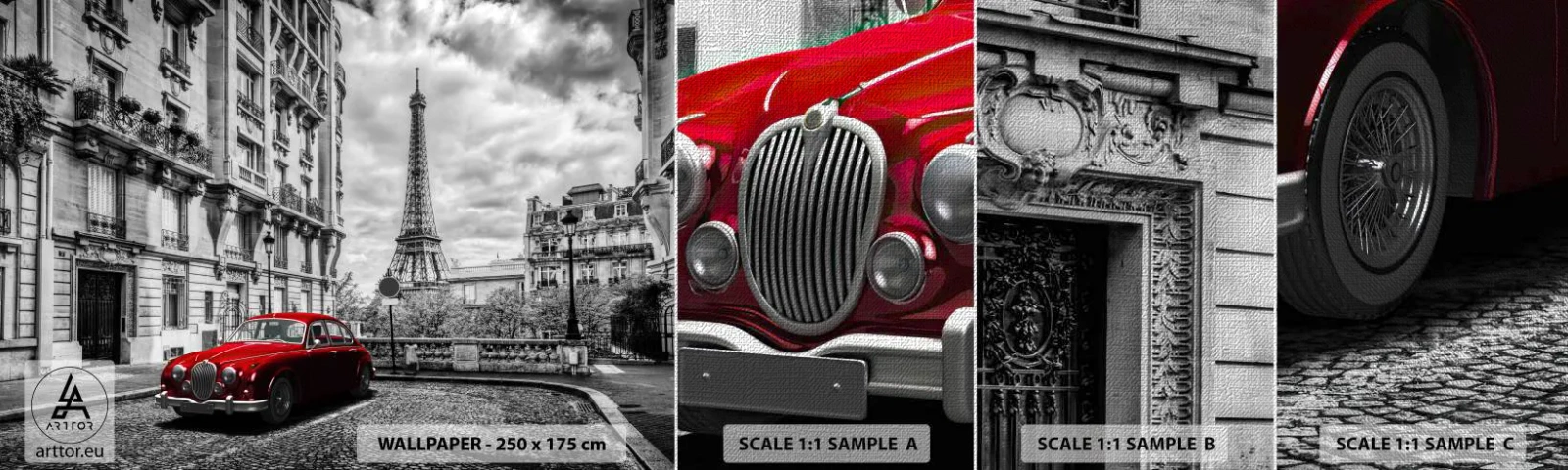 Vzor Fototapety Premium Canvas - Dravec ve městě - Město, Eiffelova věž, Paříž - 100x30 cm