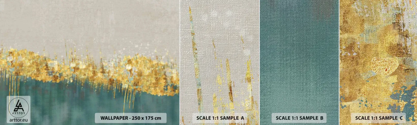 Vzor Fototapety Premium Canvas - Zlatá hranice - Art Deco, Kus, Pastel - 100x30 cm