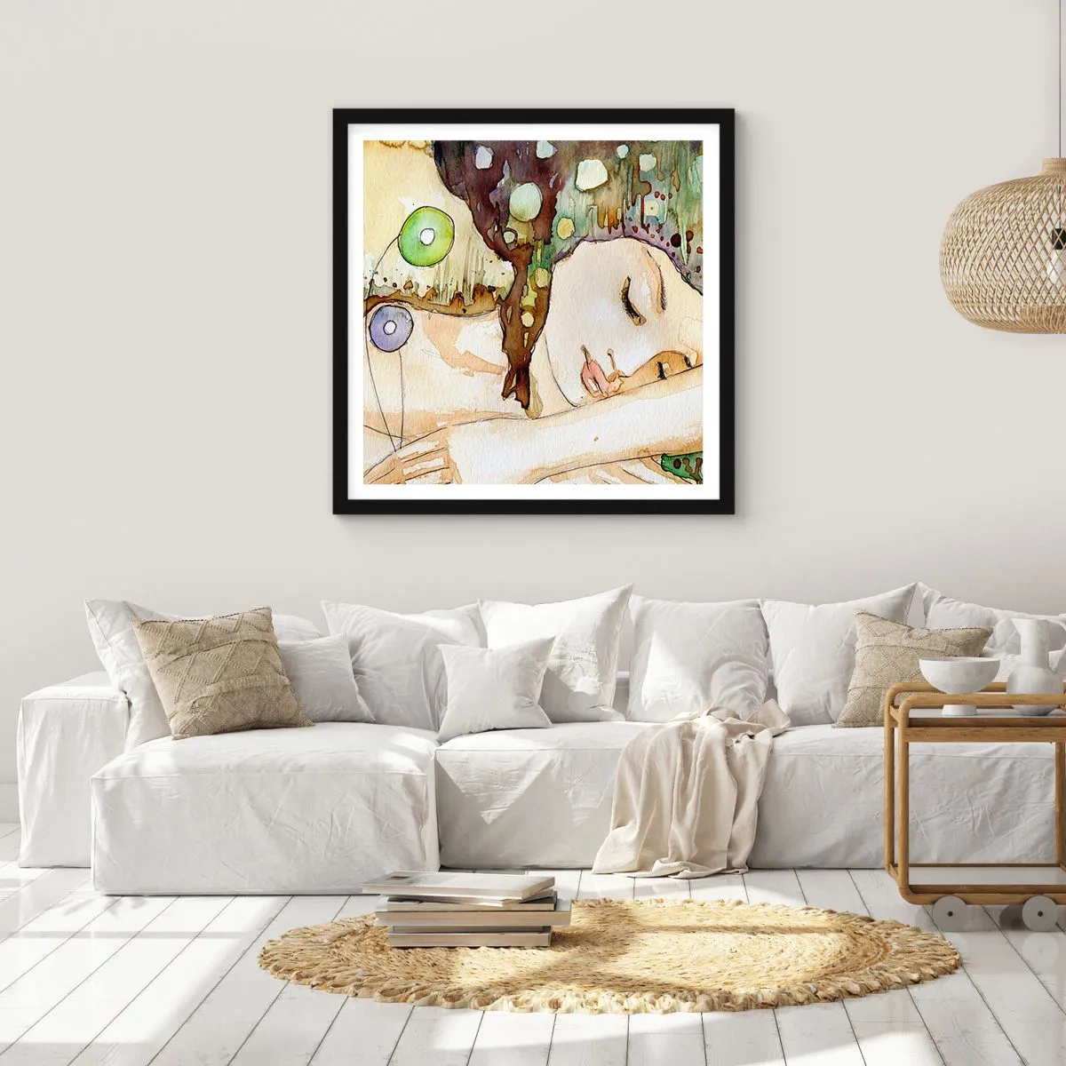 Plakát v černém rámu - Smaragdově-fialový sen - 60x60 cm