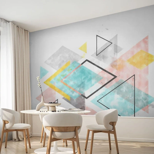 Fototapeta Premium Canvas - Geometrická zábava - Jasný, Trojúhelníky, Minimalismus - 250x175 cm