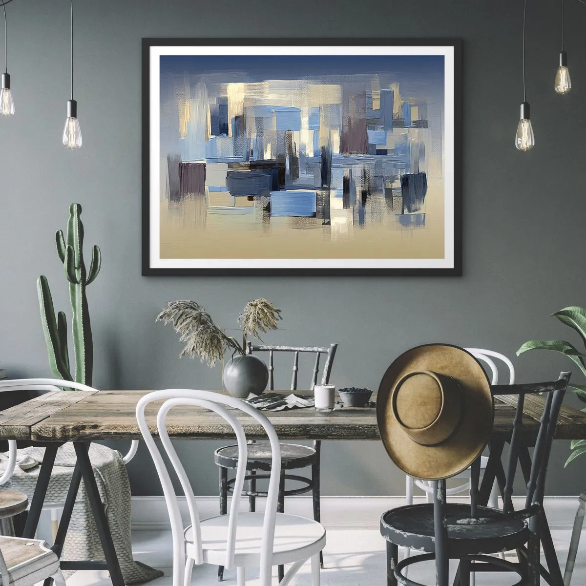 Plakát v černém rámu - Modrá konstrukce - 50x40 cm