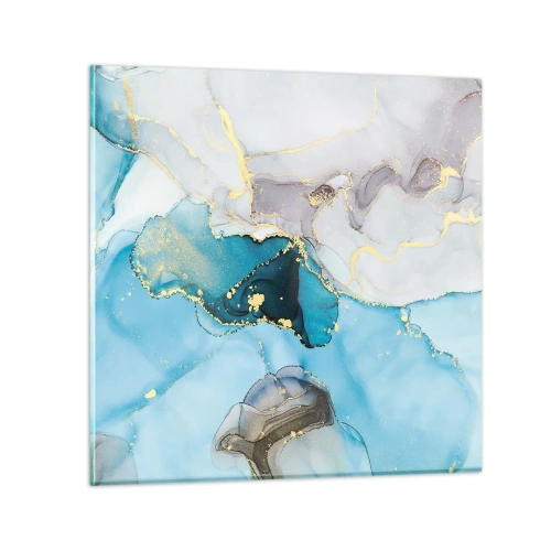 Obraz na skle - Studie o setkání šedé a tyrkysové - 60x60 cm