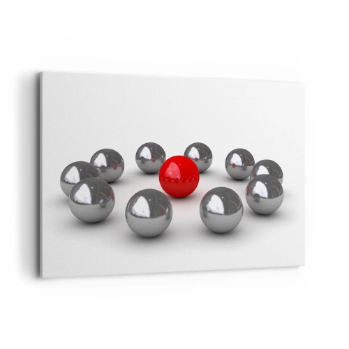 Obraz na plátně - Kruh v stříbrné a červené - 120x80 cm