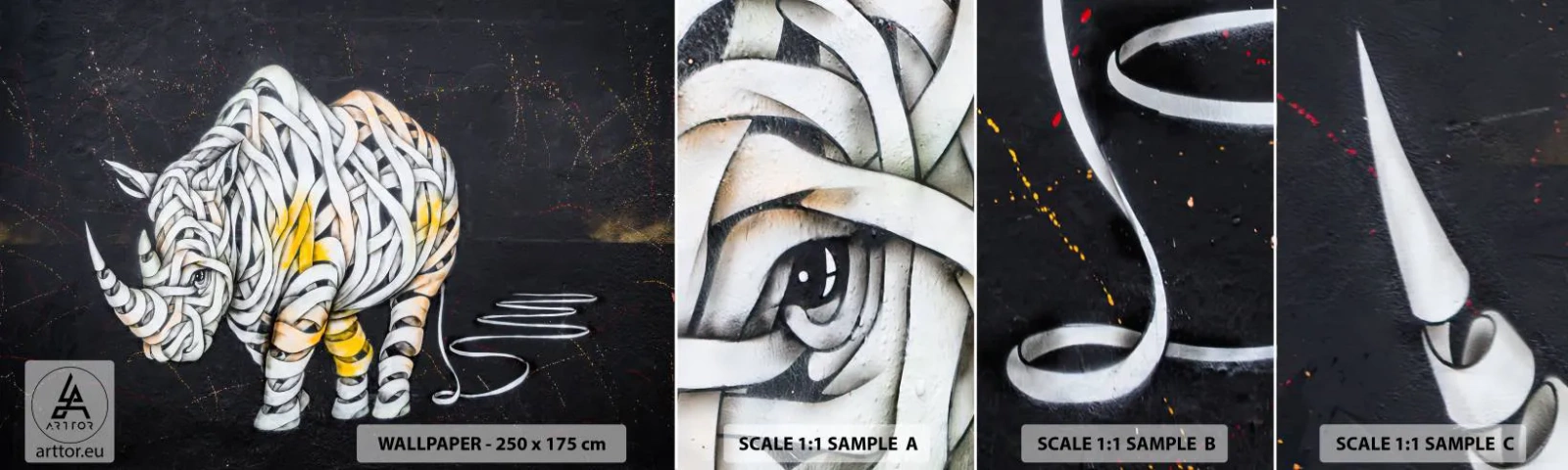 Vzor Fototapety Samolepicí Deluxe Sticker - Necitelnost je mýtus - Abstrakce, Nosorožec, Abstrakce - 100x30 cm