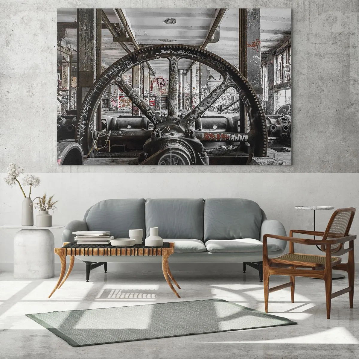 Obraz na skle - Tajný život továrny - 100x70 cm