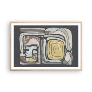 Plakát v rámu světlý dub - Abstrakce v předkolumbovském duchu - 91x61 cm