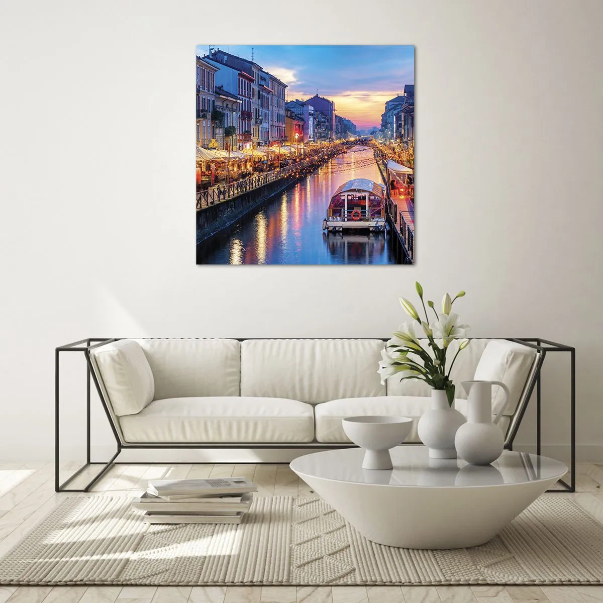 Obraz na skle - Večer plný světla a zábavy - 50x50 cm